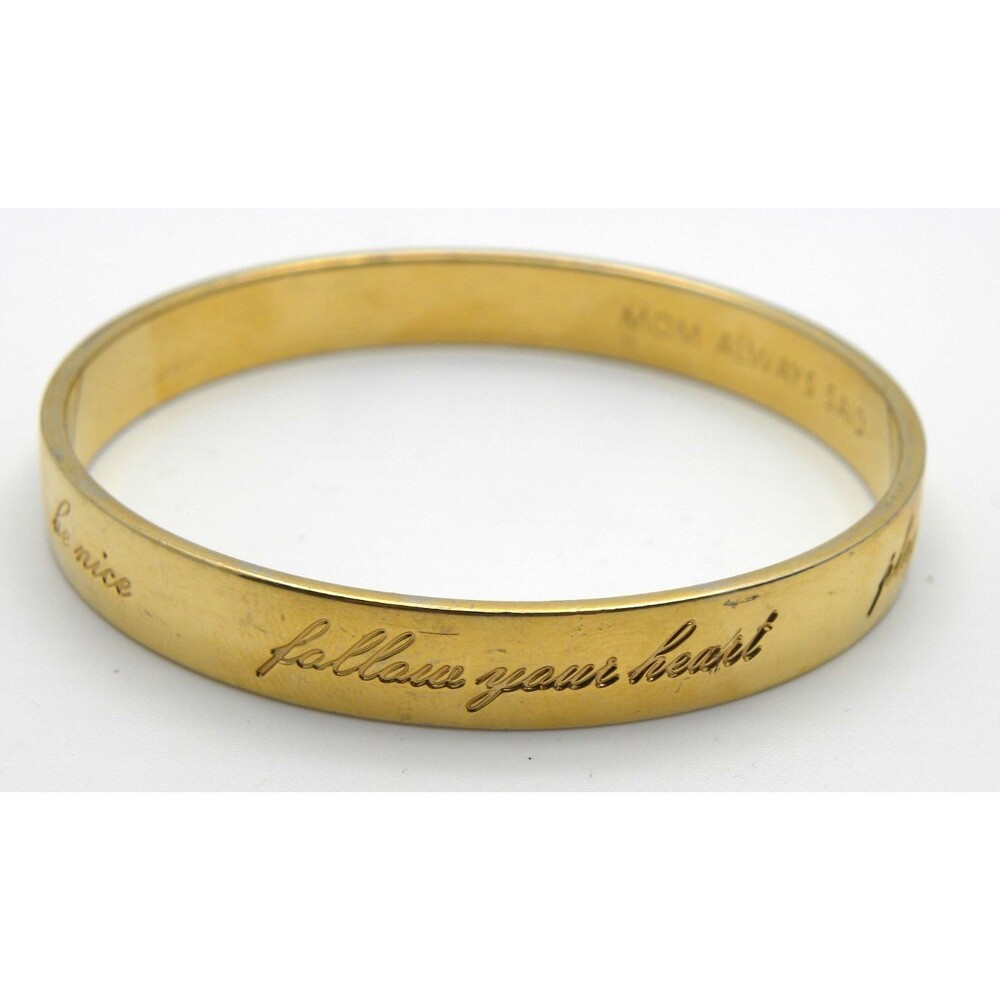 Kate Spade Bangle Bracelet Mom Said Engraved Encourament Gold Tone Minimalist